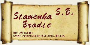 Stamenka Brodić vizit kartica